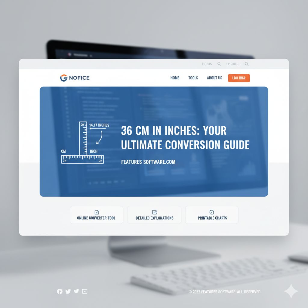 A tape measure showing the conversion between 36 centimeters and 14.17 inches, with illustrative icons for shopping and DIY projects.